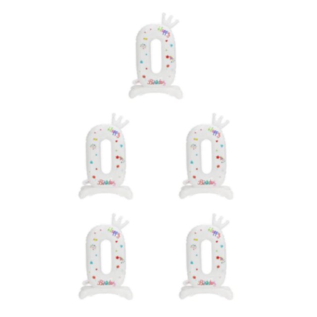 Thinsony Spherical And Beautiful White Digital Balloons - For Party Decorations Aluminum Number 0 5Set