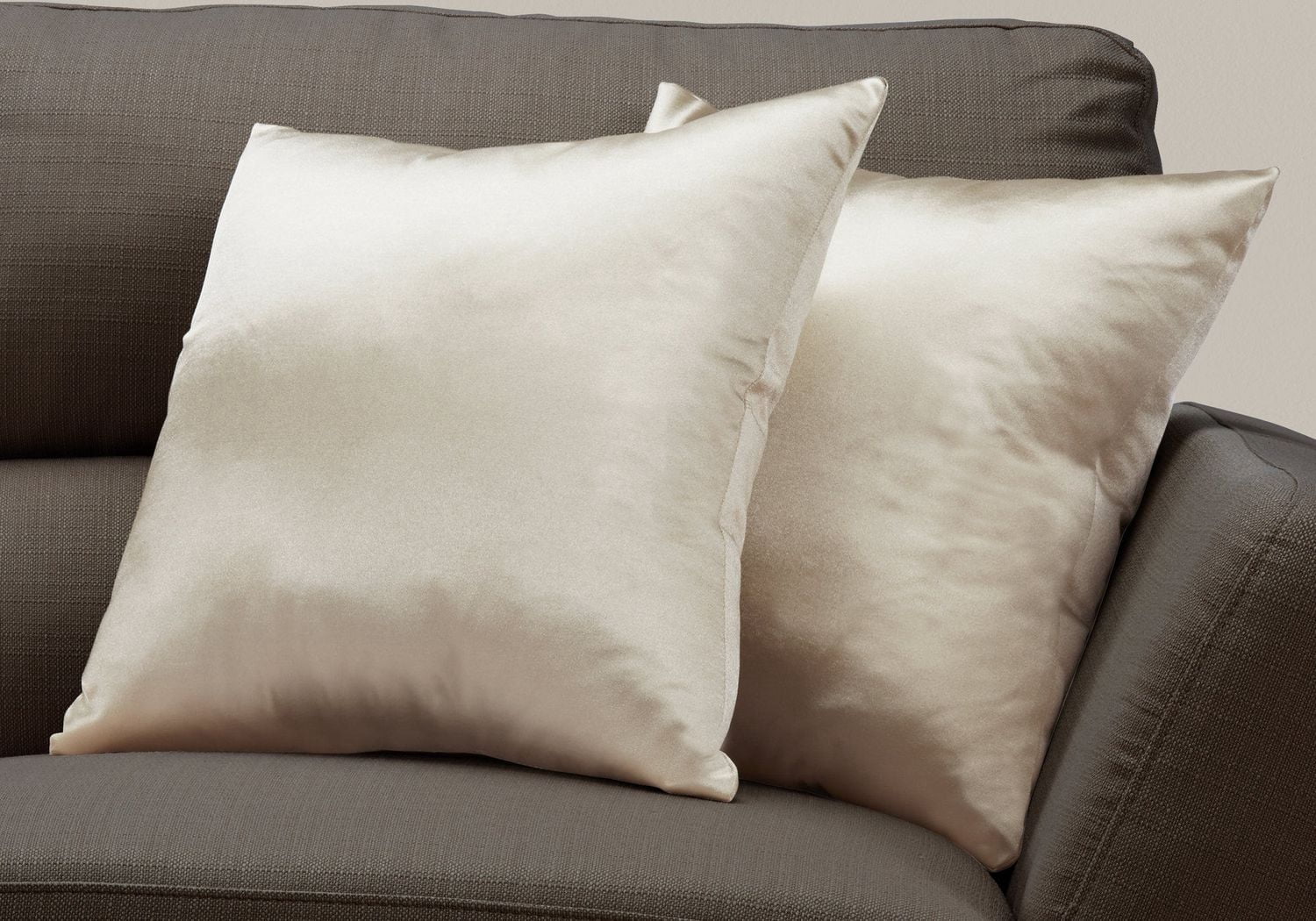 Monarch Specialties Pillows, Set Of 2, 18 X 18 Square, Insert Included, Decorative Throw, Accent, Sofa, Couch, Bedroom, Polyester, Hypoallergenic, Gold, Modern