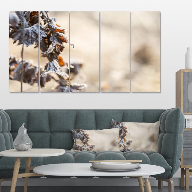 Beautiful Grass Covered with Ice - Floral Canvas Art Print