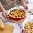 thumbnail image 3 of Bruntmor Red Ceramic Pie Pan 9.5"" with Handles (Set of 2), 3 of 8