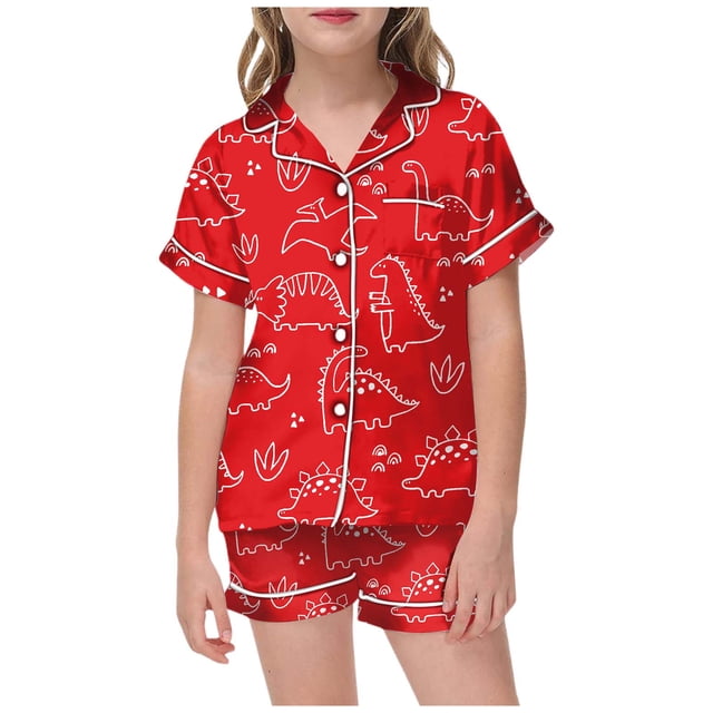 FhsagQ Outfits for Girls Kid Diy Hand Painted Homewear Set Color Pajama Sets for and Girl Can Play with and Wea Toddler Girl Spring Outfits Spring Red 4-5 Years