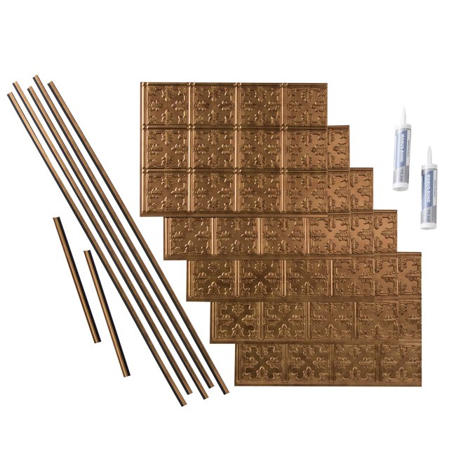Fasade Traditional Style 10 Decorative Vinyl Backsplash Kit 15 sq ft Antique Bronze