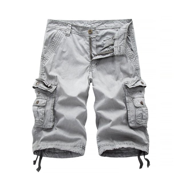 pitrice Cargo Shorts Pantalons Décontractés Homme Tenue Résistance à l'Usure Épaissir Extérieur Résistance à l'Usure Multi Poches Intérieur Longue Durée Commodité Travail Costume Blanc-Gris 36
