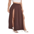 thumbnail image 2 of Womens Plus Size High Waist Waisted Double Split Long Maxi Skirts Beach Party Skirts, 2 of 6