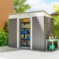 thumbnail image 2 of Outsunny 7' x 3.6' Metal Outdoor Storage Shed w/ Sliding Doors Light Grey, 2 of 10