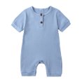 thumbnail image 1 of AherBiu Newborn Onesie Short Sleeve Jumpsuit Baby Clothes Ribbed Button Crewneck Summer Short Rompers Overalls, 1 of 4