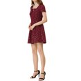 thumbnail image 4 of INSPIRE CHIC Women's Printed Square Neck Short Sleeve A-Line Prom Dress S Burgundy-Stars, 4 of 7