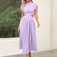 thumbnail image 2 of XZNGL Robe d'Été pour Femmes Aguichant Mode Femmes Été Unie Aguichant Ajourée Décontractée Mini Robe Sans Manches à Col Rond Robe d'Été Mini Robe pour Femmes Robe d'Été pour Femmes avec Manches, 2 of 4