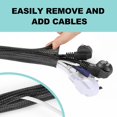 thumbnail image 3 of Cable Sleeve, 20ft - 1 inch Desk Cable Management Desk Cord Cover Organizer Wire Hider for Home Office Computer TV Wire Loom Tubing Pet Proof Cord Protector from Cat Dog Chewing, Black, 3 of 6
