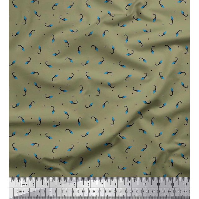 Soimoi Polyester Crepe Fabric Triangle & Rocket Cartoon Print Sewing Fabric Yard 42 Inch Wide