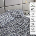 thumbnail image 3 of Ruvanti 100% Cotton Sheets - Crispy Cooling Percale Sheets For California King Size Bed, Breathable & Durable Cal King Sheet Set, 16 Inches Deep Pocket Bed Sheets, Greenish Blue Plaid, 4 Pieces, 3 of 5