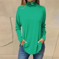 thumbnail image 2 of FAIWAD Women's Turtleneck Long Sleeve Tops Basic Layering Irregular U Hem Soft Underwear Tunic Tops, 2 of 4