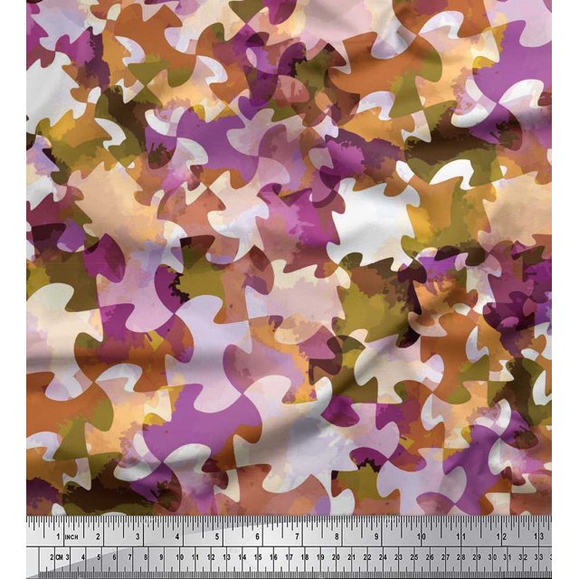 Soimoi Moss Georgette Fabric Two Tone Camouflage Decor Fabric Printed Yard 42 Inch Wide