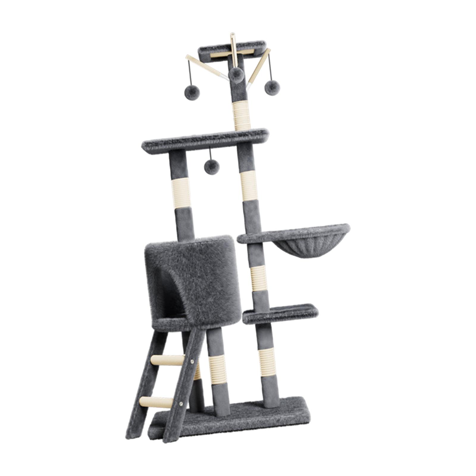lionlar Cat Tree (133cm Tall) Multi Level Toy Training Cat for All Ages Cat Dark Gray