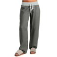 thumbnail image 1 of Timegard Pants for Women Low Waisted Drawstring Cinch Bottom Straight Leg Outdoor Cargo Pants with Pockets, 1 of 7