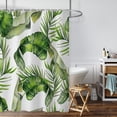 thumbnail image 1 of Rideau de Douche Imperméable Imprimé Stéréoscopique Tropical Jungle Botanique Feuille Fleur Saison Polyester Rideau de Douche avec Crochets, 1 of 6