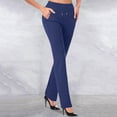 thumbnail image 1 of CFLVAEK Womens Office Flare Pants Casual Tummy Control Drawstring Waisted Slacks with Pocket Solid Color Work Straight Pant Casual Tall Lenth Business TrousersNavy XXL, 1 of 5