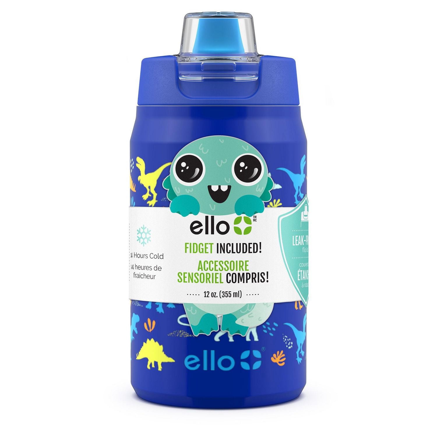 Ello Milo Stainless Steel Water Bottle with Fidget Charm