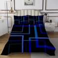 thumbnail image 1 of YST Geometric Square Bedspread Twin Size Black and Navy Blue Quilt Set, Modern Abstract Coverlet Set Contemporary Rectangle Bedding Set, Mid Century Lines Bed Cover for Boys Girls, 1 of 5