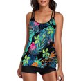 thumbnail image 1 of Fortune Maillots de Bain pour Femmes Ensemble Bikini 2 Pcs, Hauts de Tankini à Imprimé Floral + Shorts Taille Haute, 1 of 6