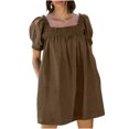 thumbnail image 1 of BEFOKA Robe pour Femme Grande Taille, Liquidation de Robes d'Été pour Femmes, Robe d'Été Mini pour Femme Robe de Plage Ligne A Décontractée Ample Robe Soleil avec Poches Plissée à Manches Courtes Col Évasé, 1 of 4