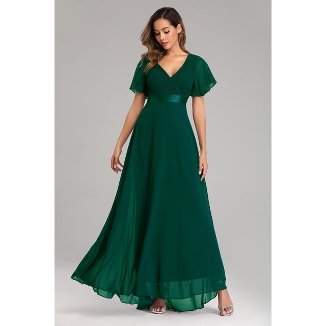 Robes de Soirée Élégantes à Col en V à Volants en Mousseline Robe de Soirée Formelle Robe Vestidos de Fiesta Robe pour Fête de Mariage