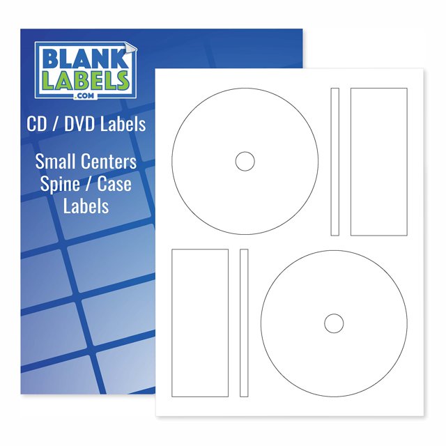 Blank Labels CD/DVD Photo Gloss Labels Memorex Full Face Compatible Small Center Style Case and Spine Labels Inkjet Guaranteed Easy Peel Made in USA - 100 Sheets 200 Disc Labels
