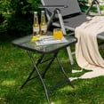 thumbnail image 3 of Gymax Table d'Appoint de Patio Pliable 18 Pieds' Table Carrée de Café Bistro avec Dessus de Table en Verre Trempé, 3 of 10