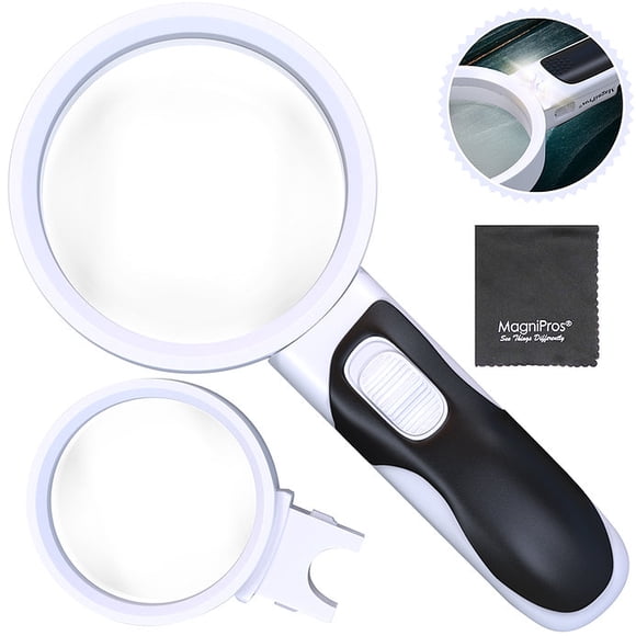 Magnifying Glass with LED Lights & 10X+5X Illuminated 2 Lens Set
