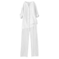 thumbnail image 3 of Timegard Womens 2 Piece Plus Size Sets Long Sleeve Notched V-Neck Button down Tops Drawstring Pants Lounge Sets, 3 of 3