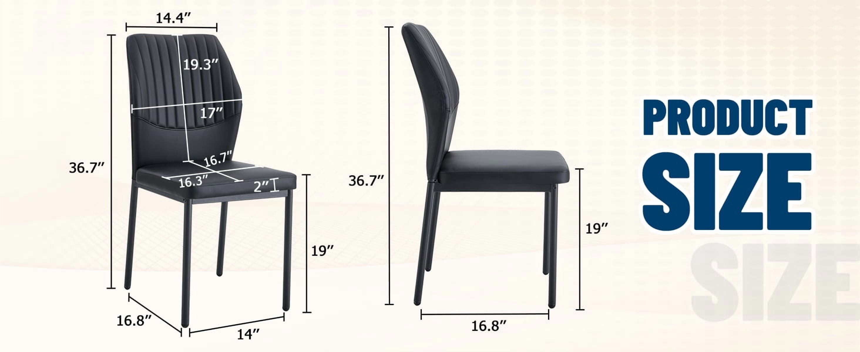 Noble House Luxury minimalist chair - 4 high elasticity black PU dining chairs