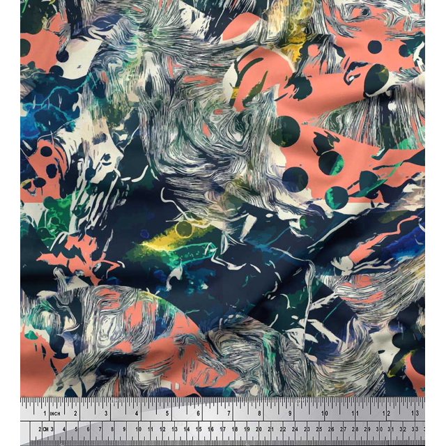 Soimoi Rayon Fabric Animals & Texture Print Fabric by The Yard 56 Inch Wide