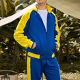 thumbnail image 5 of Men's Sports Pants Men's Color Blocked Sports Pants Zipper Pocket Long Sleeve Collar Set, 5 of 5