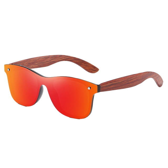 Unatoiry Natural Wooden Fashion Lightweight Frame Protection Fashionable Polarized Lens Stylish red 1Set