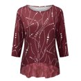 thumbnail image 4 of XZNGL Fashion Women O-Neck Half Sleeve Printing Splicing Plus Size Tops Easy Blouse, 4 of 8