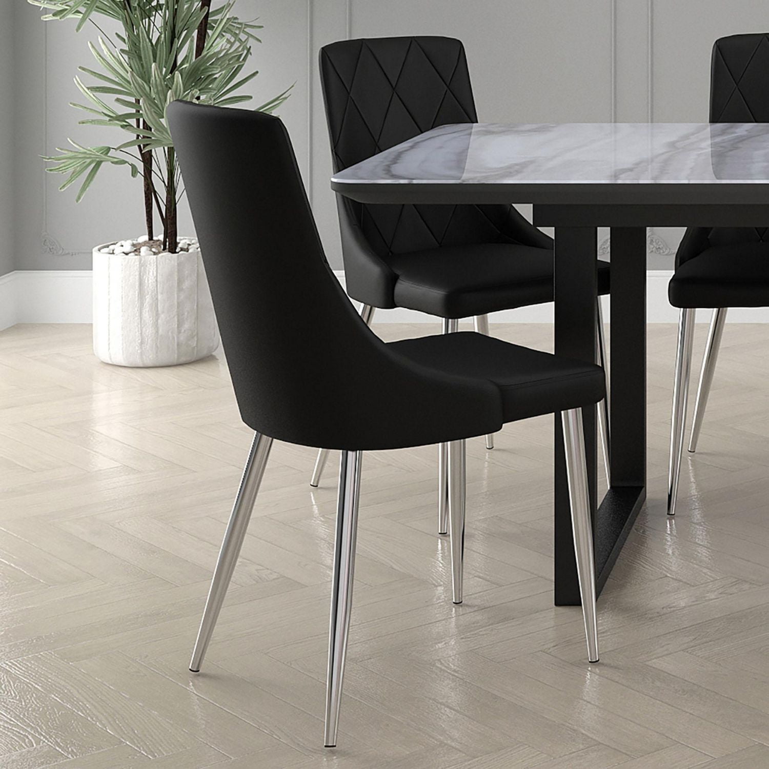 Chaise moderne de mi-siècle, jeu de 2, noir