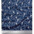 thumbnail image 1 of Soimoi Crepe Silk Fabric Dot & Paisley Printed Fabric 1 Yard 42 Inch Wide, 1 of 1