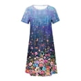 thumbnail image 4 of Robe Maxi pour Femmes Été Bohème à Imprimé à Manches Courtes Robe de Plage Robe Longueur Genou Robe à Manches Courtes en Liquidation, 4 of 5