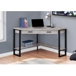 Monarch Specialties Bureau d'ordinateur, Bureau à la maison, Coin, Tiroirs de rangement, 42"l, Travail, Ordinateur portable, Métal, Stratifié, Gris, Noir, Contemporain, Moderne