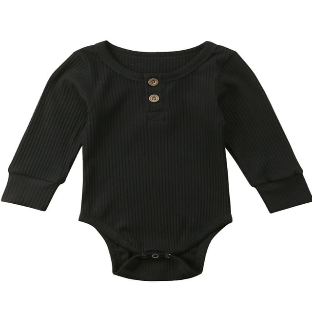Newborn Multicolor Long-sleeved Buttoned Bottoming Jumpsuit Long-sleeved Knitted One-piece Suit