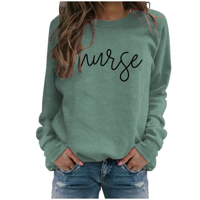 Aguichant Chandails de Noël pour Femmes Infirmière de Noël Imprimé Manches Longues Col Rond Chandail Long Chandails de Noël pour Femmes Aguichant Chandail de Noël T-Shirts de Noël pour Femmes