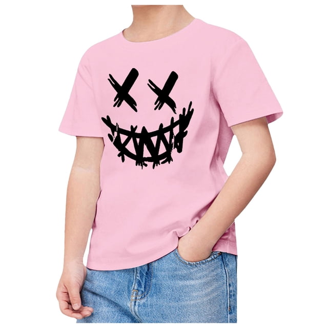 TZEWGL Cute Graphic Printed Short Sleeved Crewneck Solid Color Shirt For Kid Clothes For Kids size 10-11T