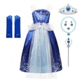 thumbnail image 1 of HAWEE Robe Scintillante Bleue Princess pour Filles, Tenue de Fête d'Halloween et d'Anniversaire, 1 of 4