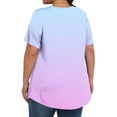 thumbnail image 4 of Olyvenn Hauts Grande Taille pour Femmes, devant Plissé, Col Ras du Cou, Manches Courtes, Chemisiers Dégradés, Tuniques d'Été 2025, Chandails Fluides, T-Shirts, Violet, G, 4 of 6
