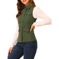 thumbnail image 4 of INSPIRE CHIC Veste Zippée pour Femme Sans Manches Anorak Gilet Utilitaire Veste avec Poches m Vert, 4 of 7