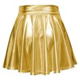 thumbnail image 1 of Shiny Flared Pleated Skirt, Solid Color Mini Polyester Fiber Metallic Glossy Skirt Fashionable  For Performance Black,Red,Golden,Purplish Red,Purple,Silver, 1 of 6