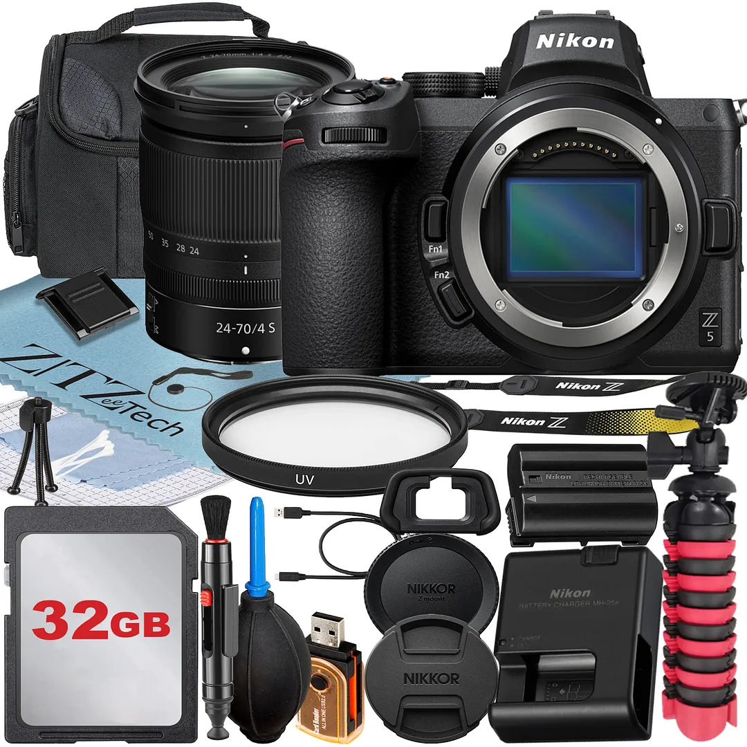 Nikon Z5 Mirrorless Camera with NIKKOR Z 24-70mm f/4 Zoom Lens + 32GB Memory Card + Case + UV Filter + ZeeTech Accessory Bundle