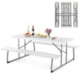 thumbnail image 1 of Gymax Folding Picnic Table w/ 2 Benches 6 FT Camping Table Set w/ All-Weather HDPE Tabletop White, 1 of 10