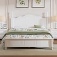 thumbnail image 1 of MODERNLUXE Lit Plateforme en Bois Format Grand, Cadre de Lit Style Rétro avec Lattes en Bois pour Garçons Filles Adultes, Blanc, 1 of 9