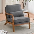 thumbnail image 3 of Ktaxon Mid Century Modern Accent Chair, Linen Fabric Armchair with Solid Wood Frame Dark Gray, 3 of 9